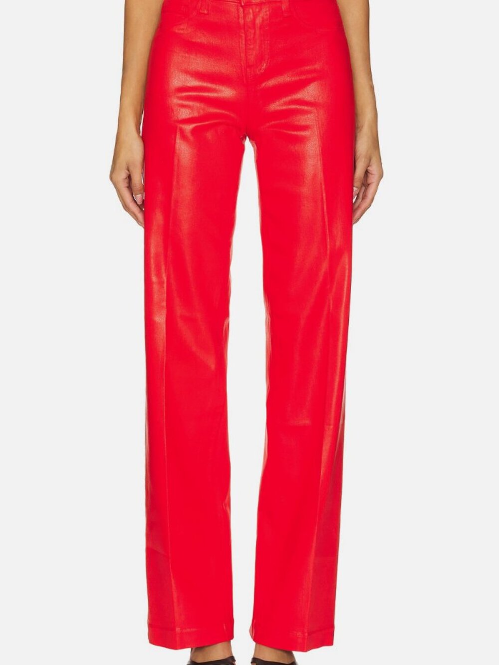 L'Agence Women's Red Clayton Coated Wide-Leg Jeans Pants Size 28